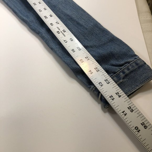 American Eagle Womens XS Jean Denim Jacket Short Length Distressed Button Front - Picture 11 of 11